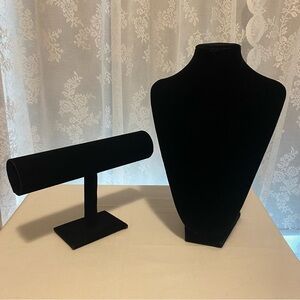 2 Black Velvet Jewelry Display Stands - EUC - gently used